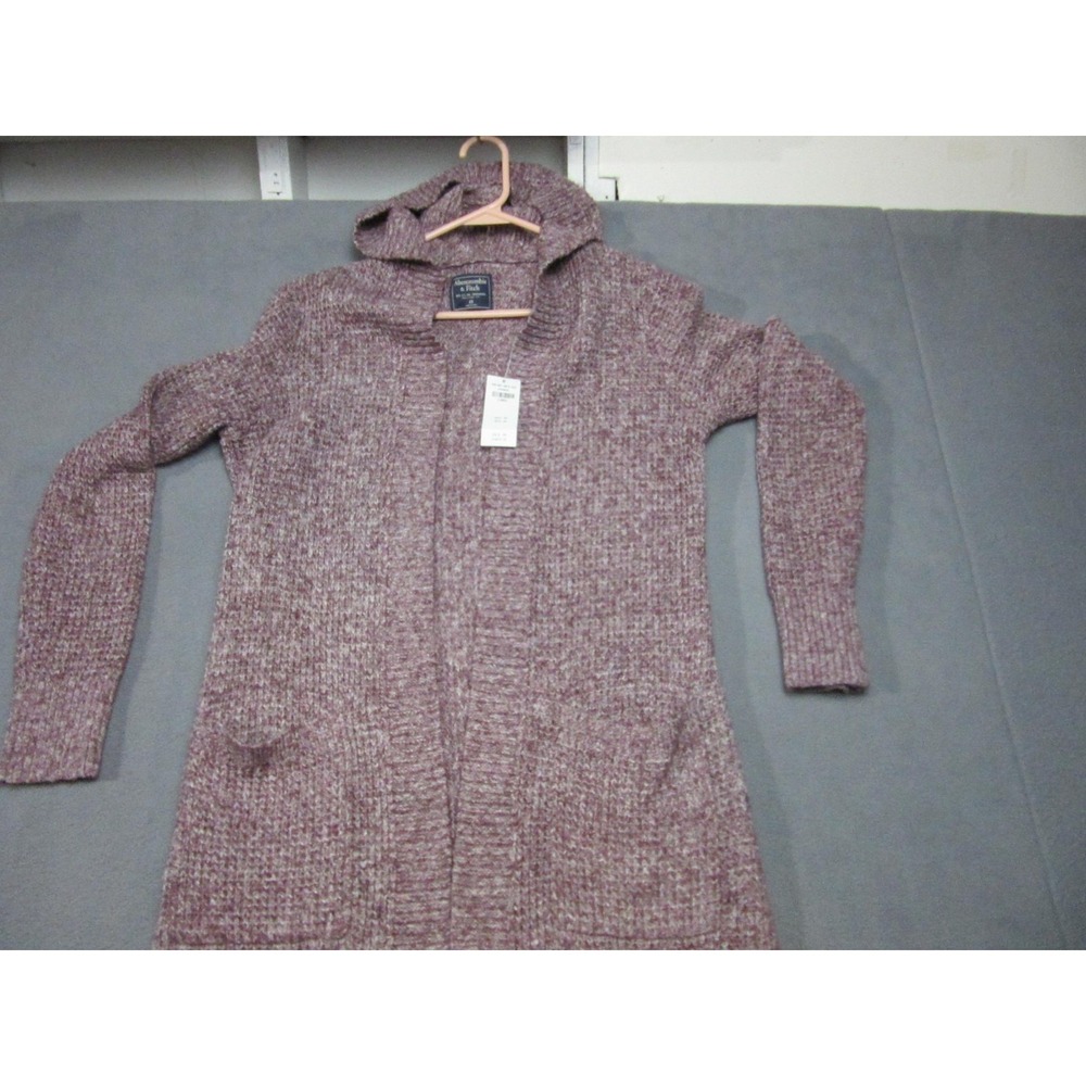 Abercrombie & Fitch Cardigan Womens XS Purple New Hooded Open Front Chunky